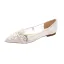Chic / Beautiful White Pearl Sequins Flat Wedding Shoes 2024 Leather Pointed Toe Wedding Pumps