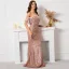 Scintillantes Charmant Rougissant Rose Perlage Paillettes Robe De Soirée 2022 Trompette / Sirène De l'épaule Sans Manches Dos Nu Train De Balayage Robe De Ceremonie