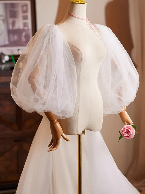 Eleganckie Białe Aplikacje Tiulowe Wieczorowe Bal szal Kurtki & Chusty 2024