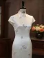 Chinese style White Embroidered Butterfly Tea-length Cheongsam 2026 Trumpet / Mermaid High Neck Cap Sleeves