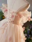 Chic / Belle Rougissant Rose Appliques Robe De Bal 2025 Robe Boule De l'épaule Manches Courtes Dos Nu Train De Balayage Promo Robe De Ceremonie