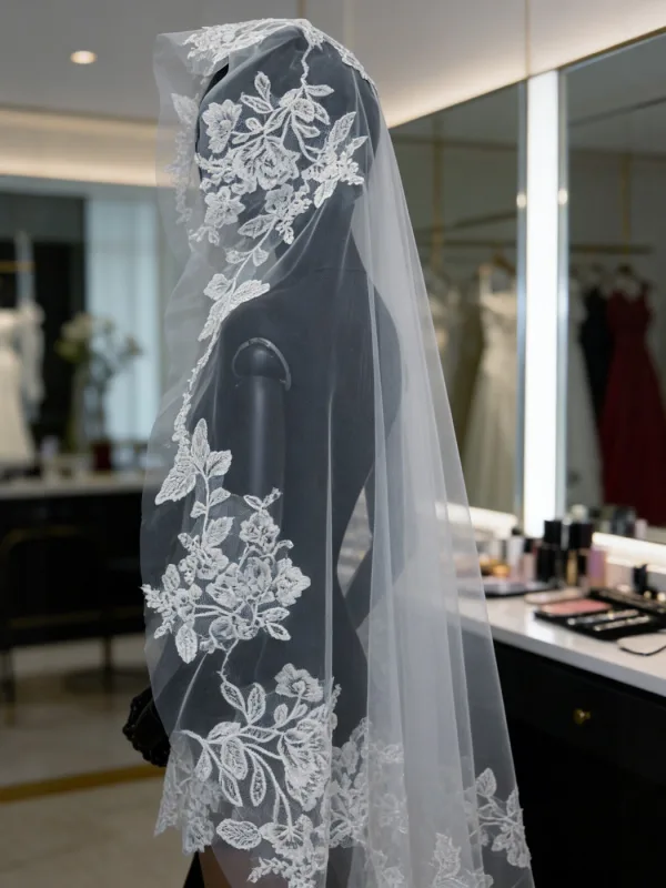 Elegant White Lace Flower 2 m Wedding Veils Wedding Veils 2026 Tulle