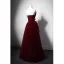 Charming Burgundy Bow Evening Dresses 2023 A-Line / Princess Strapless Sleeveless Backless Floor-Length / Long Evening Party Formal Dresses