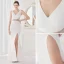 Chic / Beautiful White Satin Evening Dresses 2022 Trumpet / Mermaid V-Neck Sleeveless Backless Rhinestone Split Front Floor-Length / Long Evening Party Formal Dresses