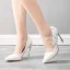 Blanche Élégant Faux Diamant En Dentelle Fleur Chaussure De Mariée 2022 9 cm Talons Aiguilles À Bout Pointu Mariage Escarpins Talons Hauts