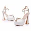 Elegante Weiß Perle Knöchelriemen Brautschuhe 2024 13 cm Thick Heels Peeptoes Hochzeit Hochhackige
