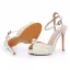 Elegant White Pearl Wedding Shoes 2024 Ankle Strap 11 cm Stiletto Heels Open / Peep Toe Wedding Sandals High Heels