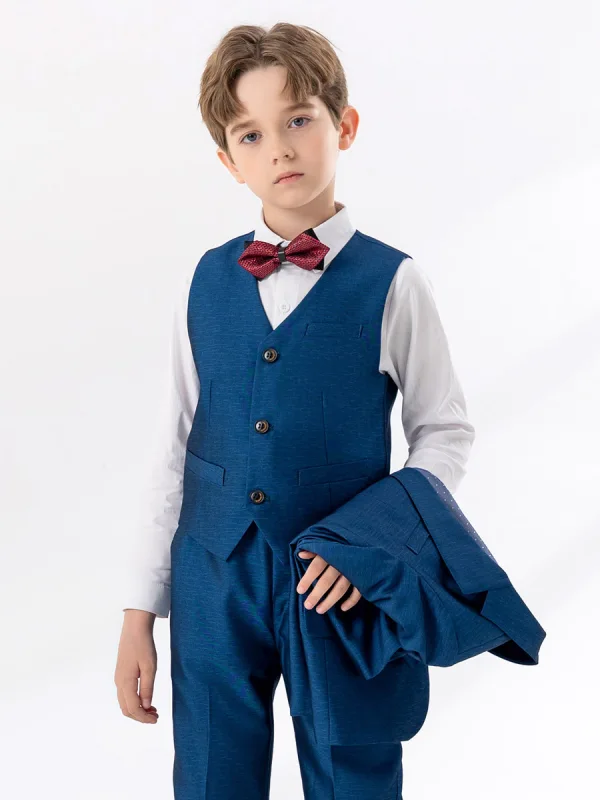 Ocean Blue Wedding 6-piece Boys Wedding Suits 2024 Body Jewellery Coat Pants Shirt Tie Vest