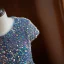 Chic / Beautiful Grey Sequins Birthday Flower Girl Dresses 2024 A-Line / Princess Scoop Neck Short Sleeve Bow Sash Floor-Length / Long