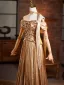 Charming Gold Sequins Prom Dresses 2026 A-Line / Princess Off-The-Shoulder Short Sleeve Backless Floor-Length / Long Prom Formal Dresses