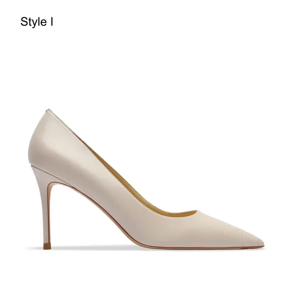 Chic / Beautiful Nude Leather Handmade  Evening Party Pumps 2024 8 cm Stiletto Heels Pointed Toe Pumps High Heels