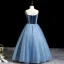 Charming Sky Blue Sequins Evening Party Flower Girl Dresses 2022 Ball Gown V-Neck Sleeveless Backless Floor-Length / Long Flower Girl Dresses