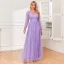 Modest / Simple Lavender Prom Dresses 2024 A-Line / Princess V-Neck Long Sleeve Backless Floor-Length / Long Prom Formal Dresses