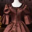Vintage / Retro Medieval Coffee Appliques Lace Flower Ruffle Prom Dresses 2026 Ball Gown Square Neckline Short Sleeve Backless Floor-Length / Long Formal Dresses
