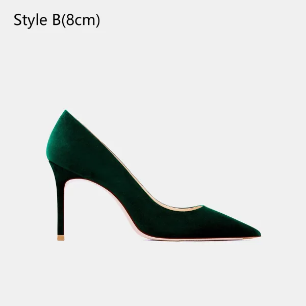 Chic / Beautiful Dark Green Suede Evening Party Pumps 2026 Leather 10 cm Stiletto Heels Pointed Toe High Heels