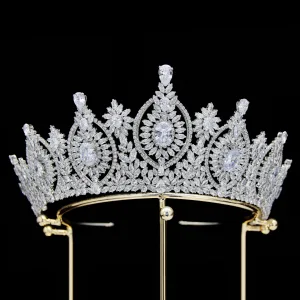 Barock Bling Bling Silver Rhinestone Brud Huvudbonad 2024 Zirkon Legering Bröllop