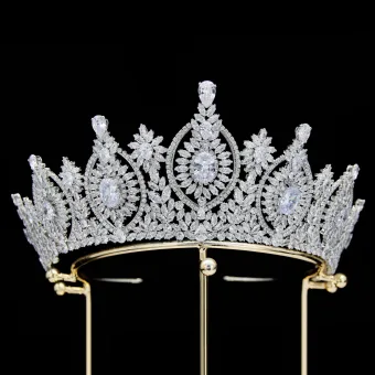 Baroque Bling Bling Silver Rhinestone Bridal Hair Accessories 2024 Zircon Alloy Wedding