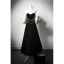 Elegant Blushing Pink Beading Velvet Prom Dresses 2024 A-Line / Princess Off-The-Shoulder Puffy Short Sleeve Backless Tea-length Prom Formal Dresses