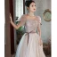 Chic / Belle Rougissant Rose Paillettes Robe De Bal 2022 Princesse Encolure Carrée Gonflée Manches Courtes Dos Nu Noeud Ceinture Longue Promo Robe De Ceremonie