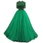 Haut de Gamme Vert Fait main Perlage Paillettes Robe De Bal 2022 Robe Boule Col Haut Faux Diamant Gland Manches Courtes Dos Nu Longue Robe De Ceremonie