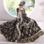 Medieval Vintage / Retro Gothic Black Printing Prom Dresses 2022 Ball Gown Square Neckline Bell sleeves Backless Floor-Length / Long Formal Dresses