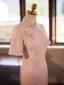 Chinese style Blushing Pink Evening Party Cheongsam 2025 Trumpet / Mermaid High Neck Short Sleeve Tea-length