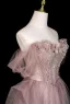 Scintillantes Haut de Gamme Rougissant Rose Faux Diamant Paillettes Robe De Soirée 2025 Princesse Bustier Sans Manches Dos Nu Longue Soirée Robe De Ceremonie