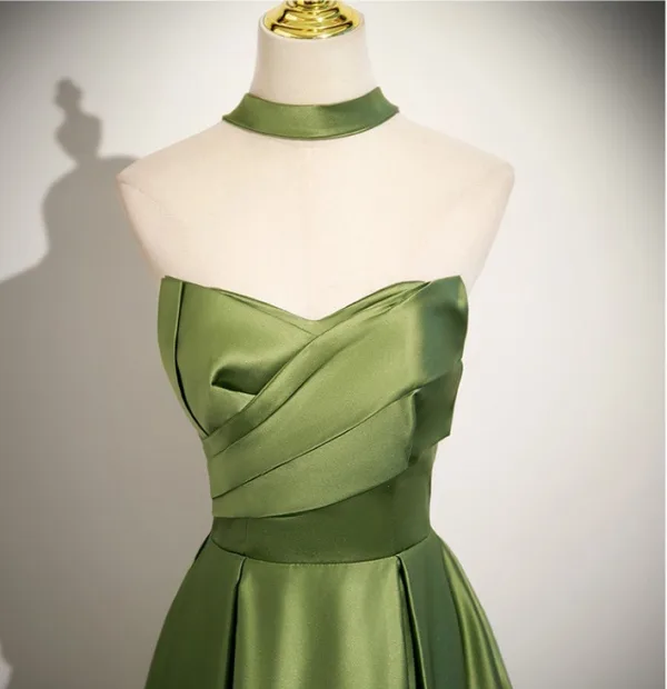 Sexy Sage Green Prom Dresses 2025 A-Line / Princess Strapless Sleeveless Backless Floor-Length / Long Formal Dresses