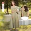 Simple Vert Cendré Satin Robe Demoiselle D'honneur 2022 Princesse Manches Courtes Dos Nu Longue Demoiselle D'honneur