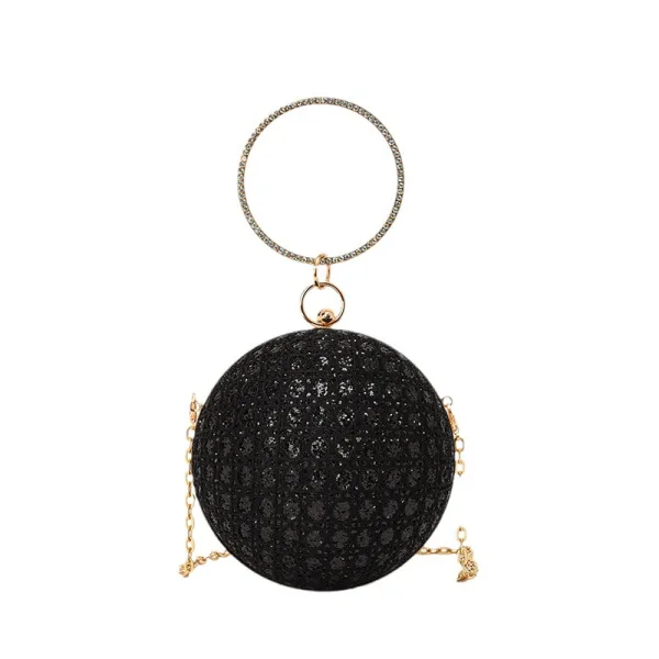 Mote Sukkertøyrosa Rhinestone Paljetter Runde Aften Clutch Veske 2023 Legering