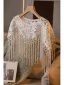 Vintage / Retro White Lace Flower Tassel shawl Casual 2025