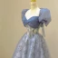 Chic / Belle Bleu Ciel Paillettes Robe De Bal 2023 Princesse Encolure Carrée Gonflée Manches Courtes Dos Nu Noeud Longue Promo Robe De Ceremonie