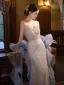 Sexy Sky Blue Beading Pearl Sequins Evening Dresses 2025 Trumpet / Mermaid Strapless Sleeveless Backless Floor-Length / Long Evening Party Formal Dresses