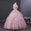 Flower Fairy Blushing Pink Beading Appliques Cascading Ruffles Prom Dresses 2025 Ball Gown Strapless Sleeveless Backless Floor-Length / Long Formal Dresses