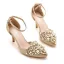 Charmant Bling Bling Doré Perle Faux Diamant Chaussure De Mariée 2023 Bride Cheville 7 cm Talons Aiguilles À Bout Pointu Mariage Talons Hauts