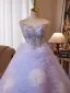 Sexy Lavande Perlage Paillettes Faux Diamant Plissée Robe De Bal 2024 Robe Boule Bustier Sans Manches Dos Nu Longue Promo Robe De Ceremonie