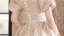 Chic / Beautiful Champagne Pearl Appliques Glitter Prom Dresses 2024 A-Line / Princess Square Neckline Puffy Short Sleeve Backless Floor-Length / Long Prom Formal Dresses