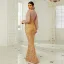 Charming Gold Sequins Evening Dresses 2022 Trumpet / Mermaid V-Neck Long Sleeve Evening Party Floor-Length / Long Formal Dresses