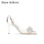Sexy Champagne Rhinestone Bow Evening Party Pumps High Heels 2022 8 cm Stiletto Heels Pointed Toe Pumps