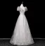 Bling Bling Gris Paillettes Faux Diamant Robe De Bal 2025 Princesse V-Cou Manches Courtes Dos Nu Longue Robe De Ceremonie