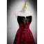 Charming Burgundy Printing Prom Dresses 2022 A-Line / Princess Strapless Rhinestone Bow Sleeveless Backless Floor-Length / Long Prom Formal Dresses