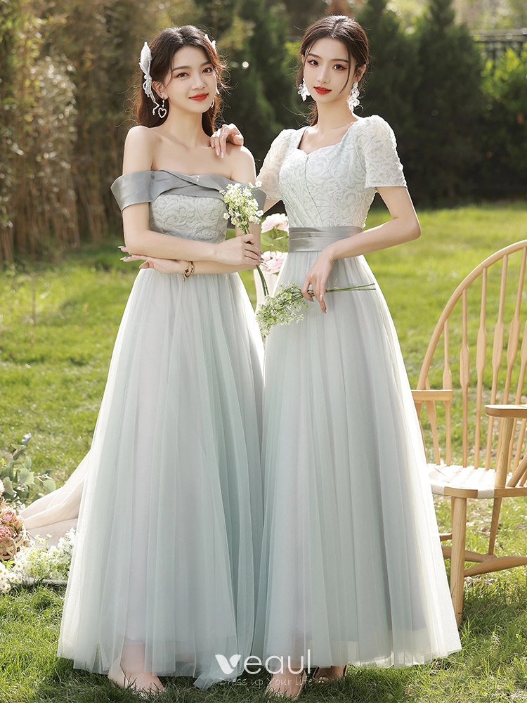 Modest grey bridesmaid dresses hotsell