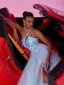 Sexy Himmelblau Pailletten Gespaltete Front Ballkleider 2025 A Linie One-Shoulder Ärmellos Rückenfreies Lange Festliche Kleider