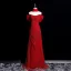 Sexy Red Glitter Evening Dresses 2025 Trumpet / Mermaid Off-The-Shoulder Short Sleeve Backless Floor-Length / Long Evening Party Formal Dresses