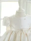 Charmant Blanche Noeud Perle Anniversaire Robe Ceremonie Fille 2023 Encolure Dégagée Gonflée Manches Courtes Courte