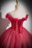 Chic / Beautiful Red Flower Prom Dresses 2023 Off-The-Shoulder Sleeveless Floor-Length / Long Ball Gown Formal Dresses