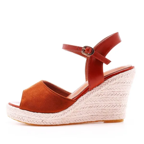 Chic / Beautiful Beach Street Wear Dark Green Braid Womens Sandals 2025 9 cm Wedges Open / Peep Toe Sandals