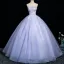 Chic / Beautiful Lavender Lace Flower Appliques Prom Dresses 2025 A-Line / Princess Strapless Sleeveless Backless Floor-Length / Long Formal Dresses