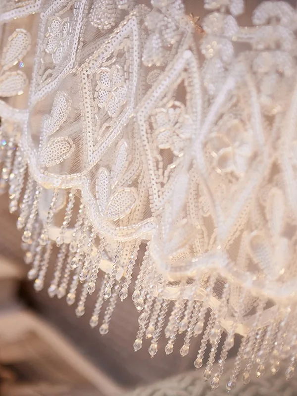Snygga / Fina Vita Handgjort Beading Broderade sjal 2025