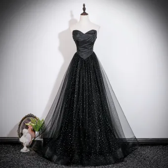 Y2k Inspired Black Sequins Evening Dresses 2026 Sweetheart Sleeveless